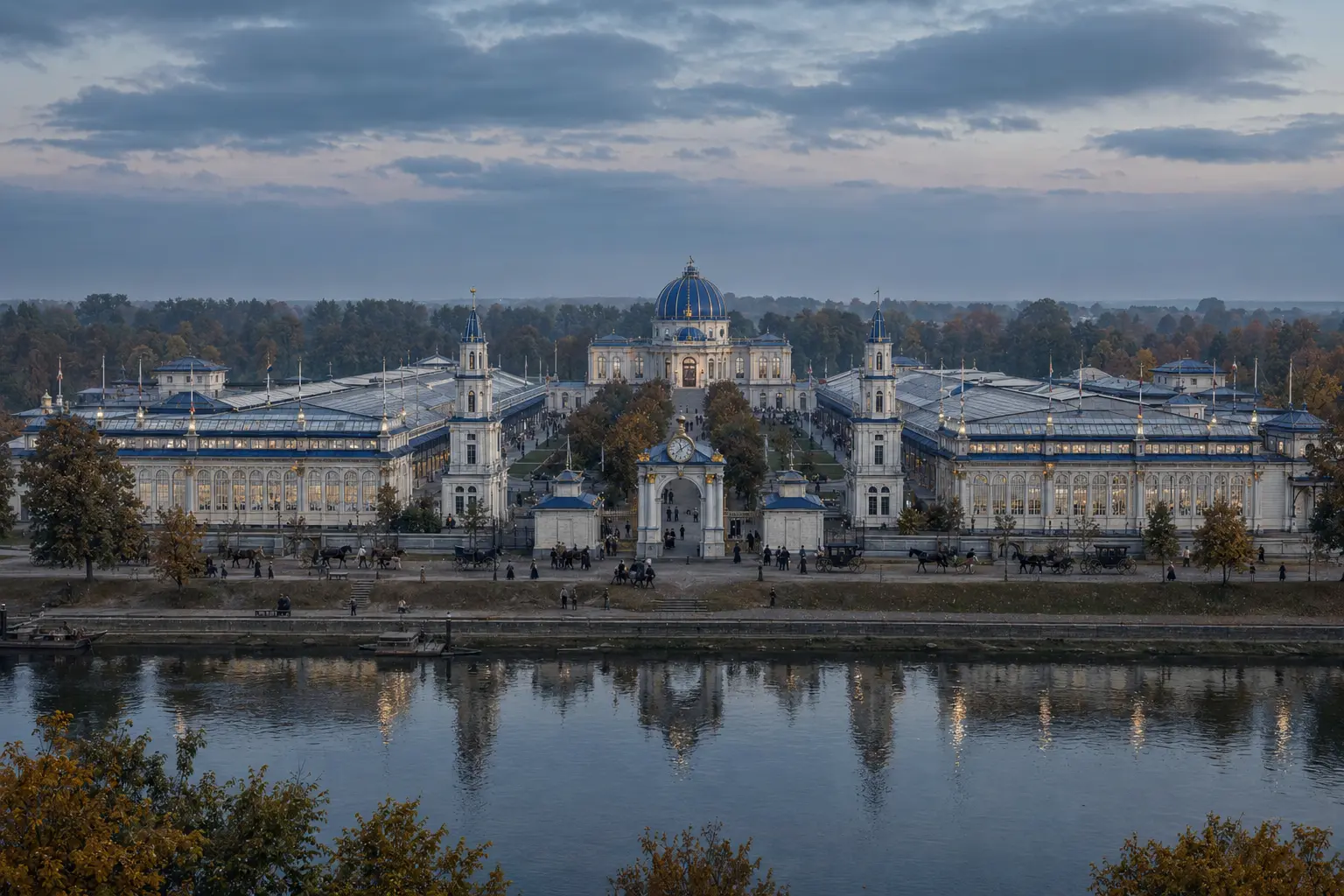 The Vilnius Exhibition of 1898 seen across the River Viliya.